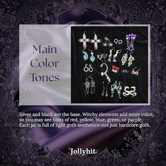 Mystery Jewelry Jar 30pcs Gothic Witchy Set Women Halloween Gift Rings Earrings - Picture 6 of 7